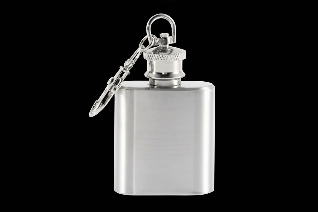 Mini Whiskyflaske i Rustfritt Stål med Nøkkelring