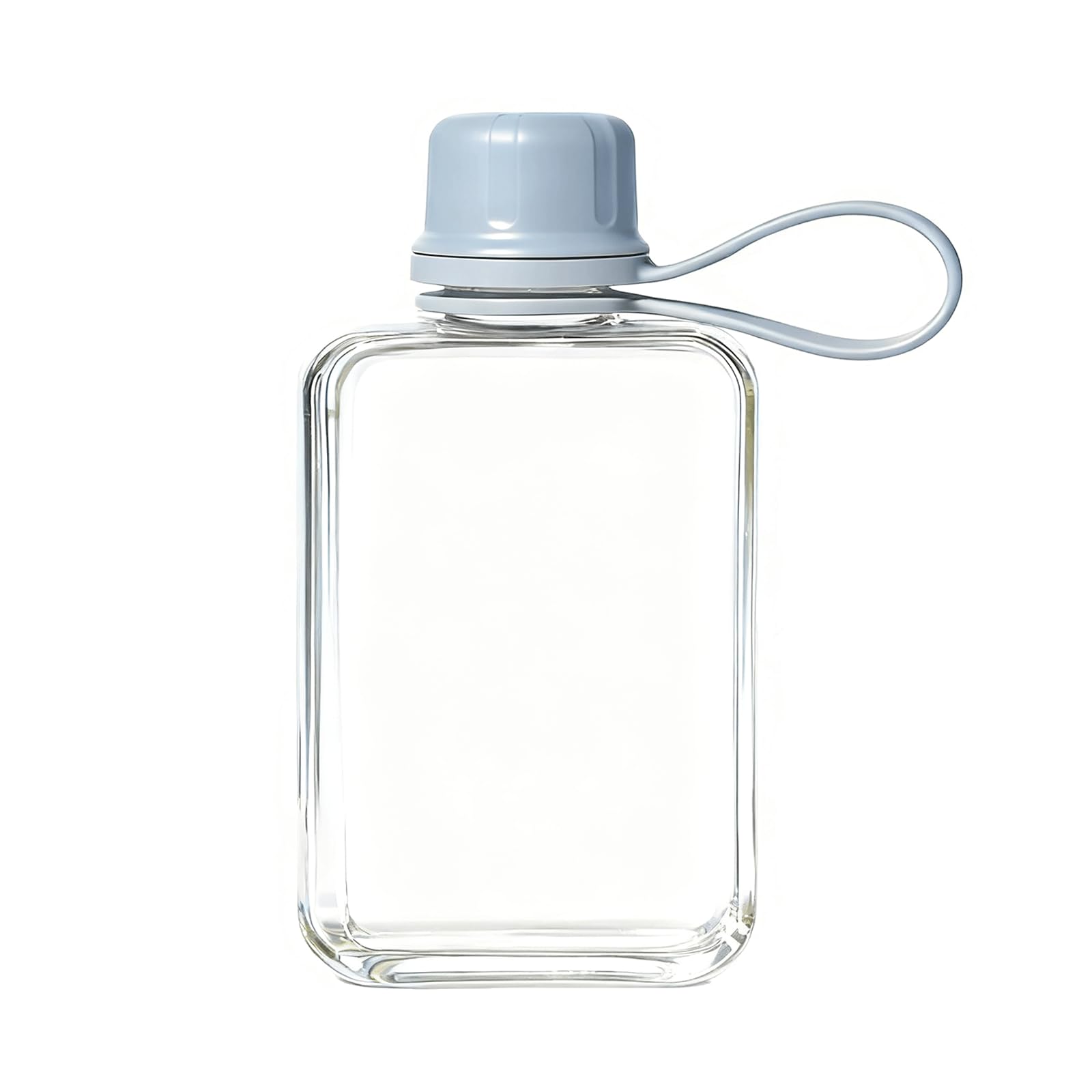 8.2 oz/240 ml Flat Travel Water Bottle, BPA Free Tritan Reusable Plastic Square Water Bottle for Camping, Fitness, Outdoor Sports, Fits Purse and Pocket