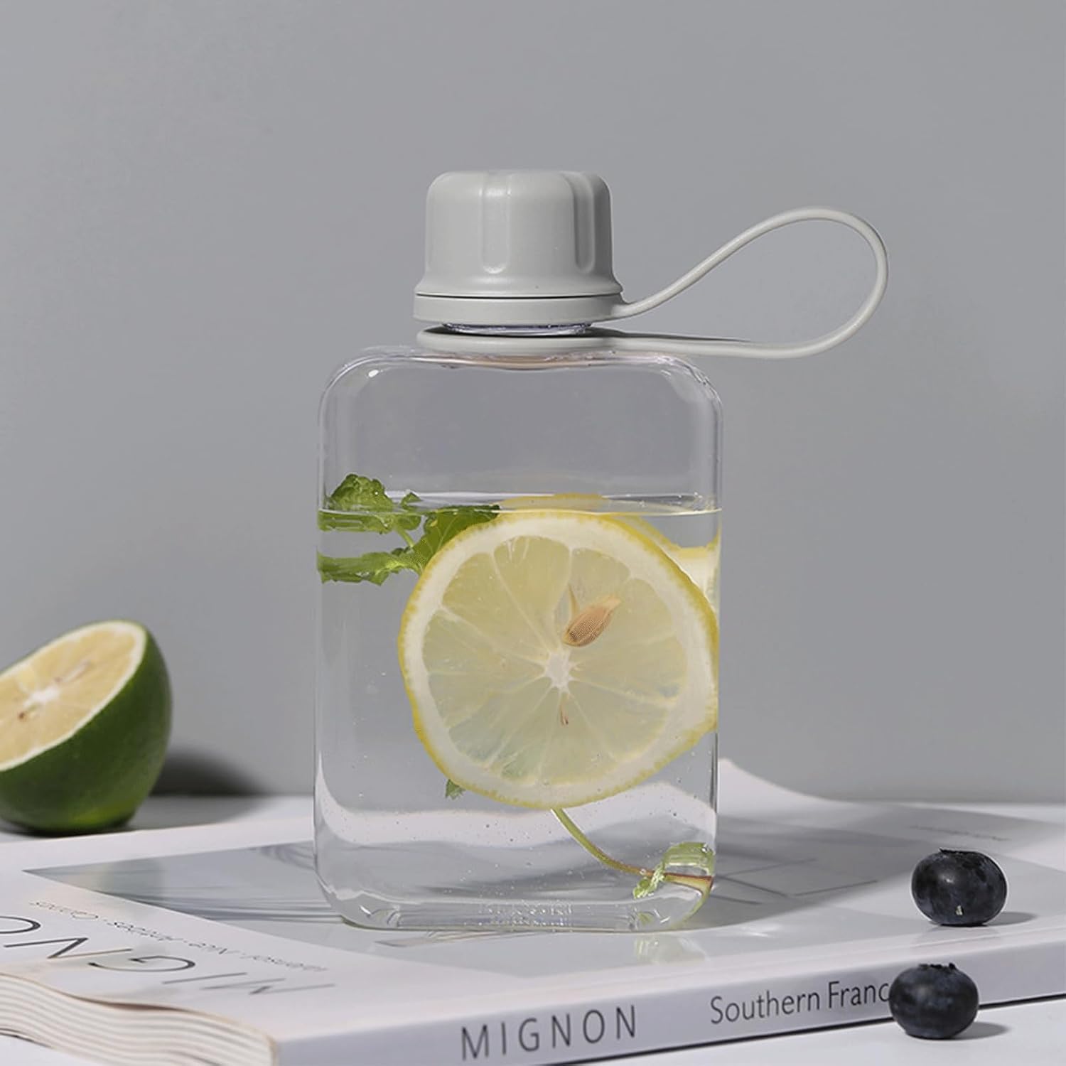 8.2 oz/240 ml Flat Travel Water Bottle, BPA Free Tritan Reusable Plastic Square Water Bottle for Camping, Fitness, Outdoor Sports, Fits Purse and Pocket