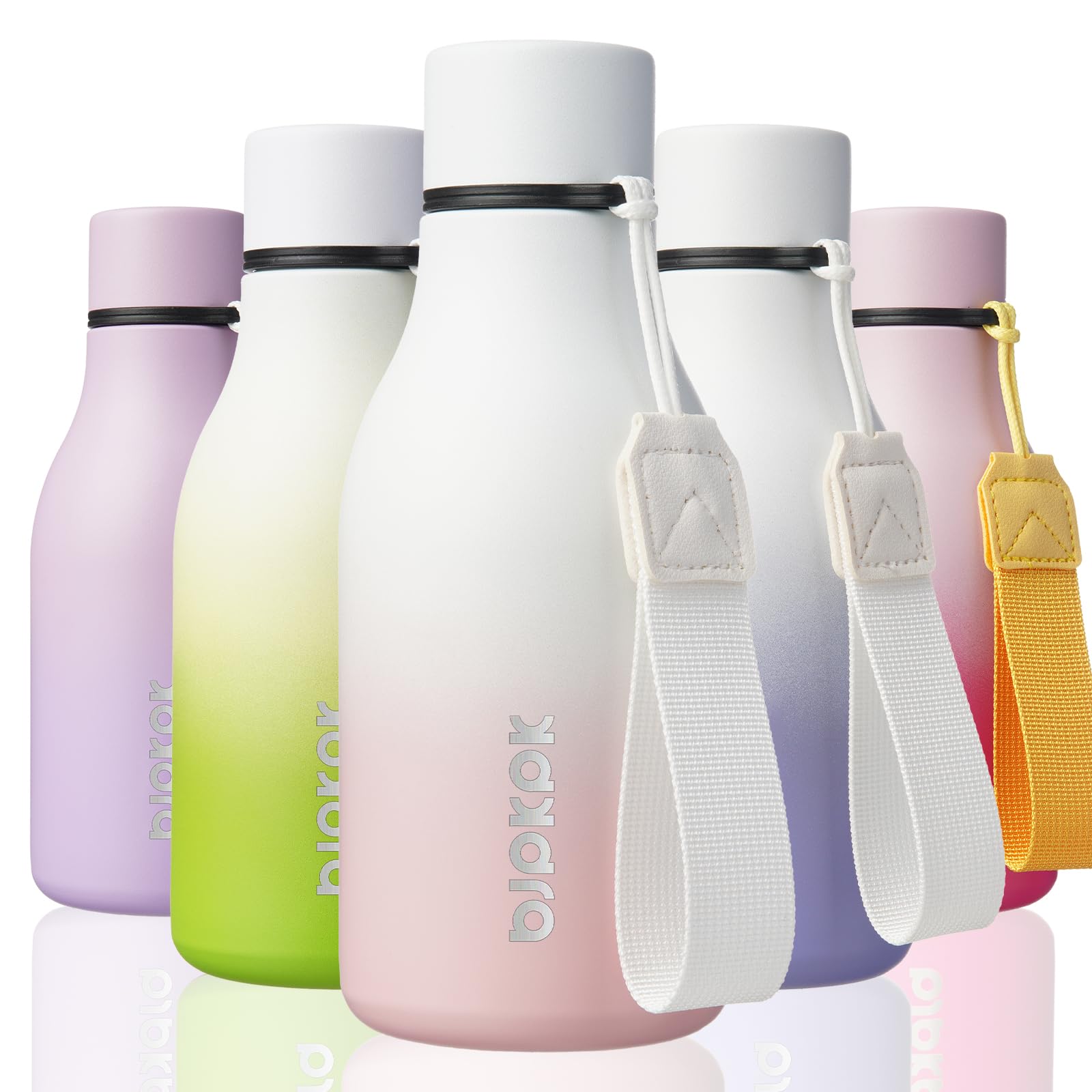 BJPKPK Insulated Water Bottles, 18 oz Stainless Steel Metal Water Bottle with Strap, BPA Free Leak Proof Jugs, Mugs, Flasks, Reusable Thermal Flasks for Sports & Travel, Black