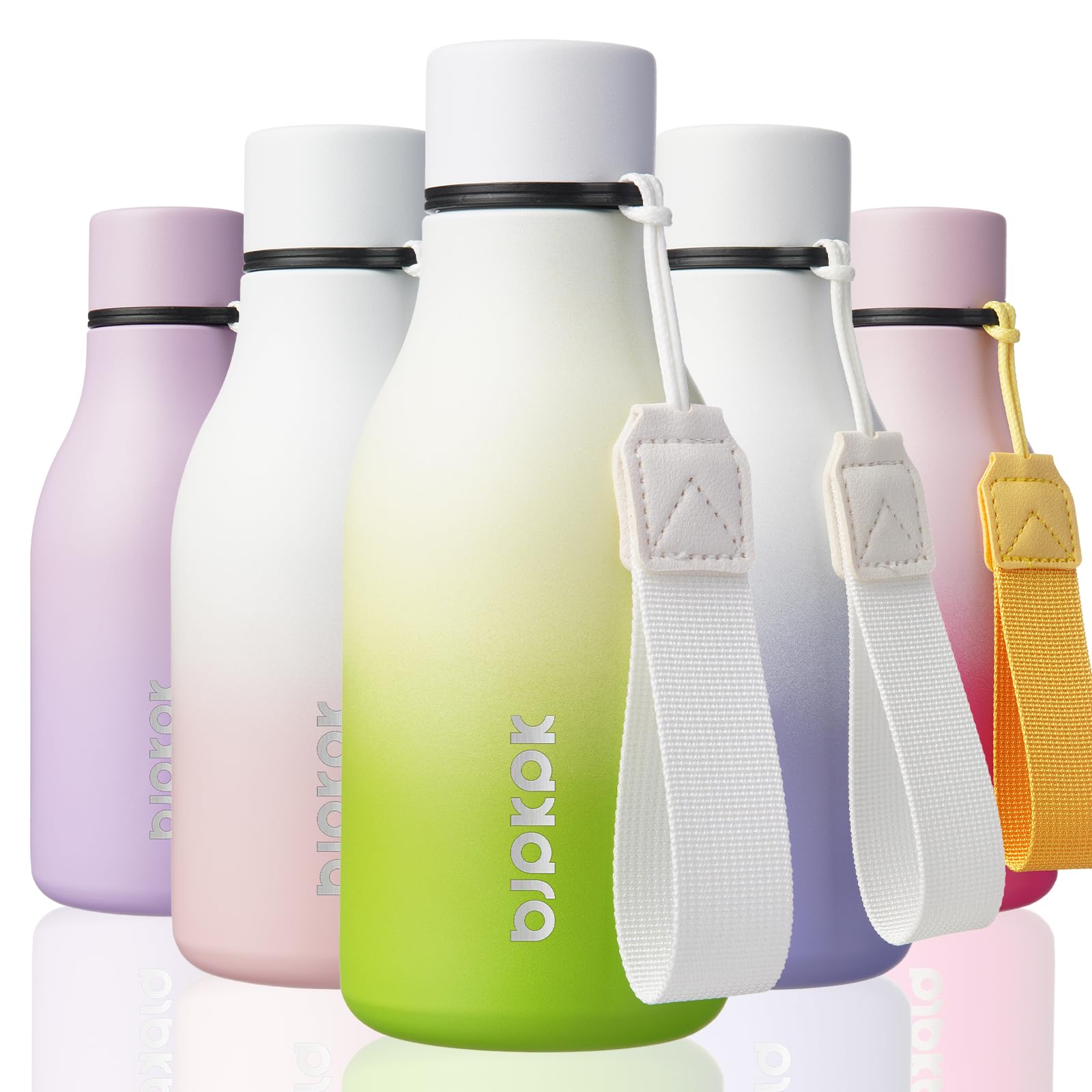 BJPKPK Insulated Water Bottles, 18 oz Stainless Steel Metal Water Bottle with Strap, BPA Free Leak Proof Jugs, Mugs, Flasks, Reusable Thermal Flasks for Sports & Travel, Black