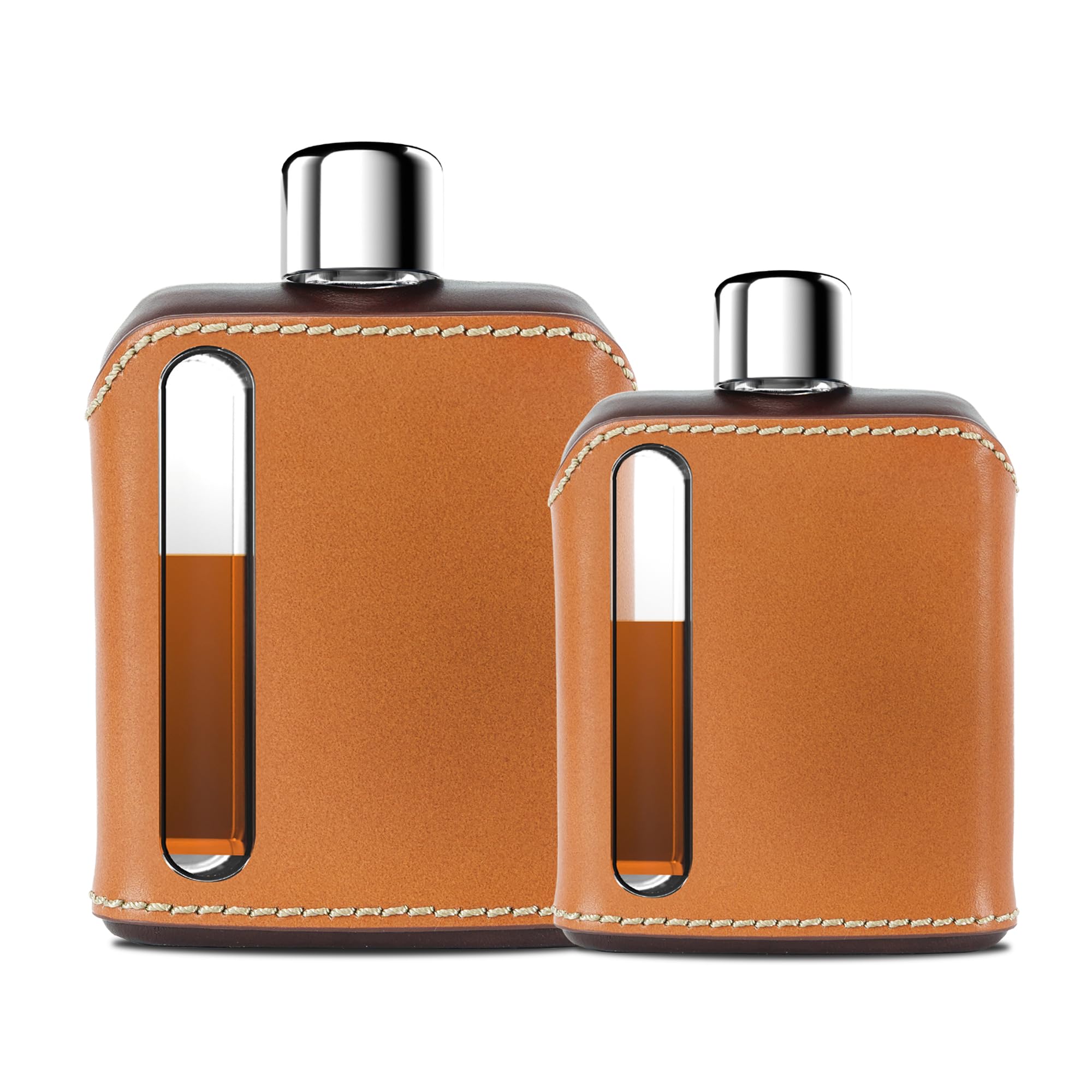 Ragproper Glass Hip Flask for Men – Modern Whiskey & Liquor Pocket Flask with Cork & Silicone Lid Liners, Durable Silicone Covered, Firm Grip – Single Shot 3.4oz (100ml) Black