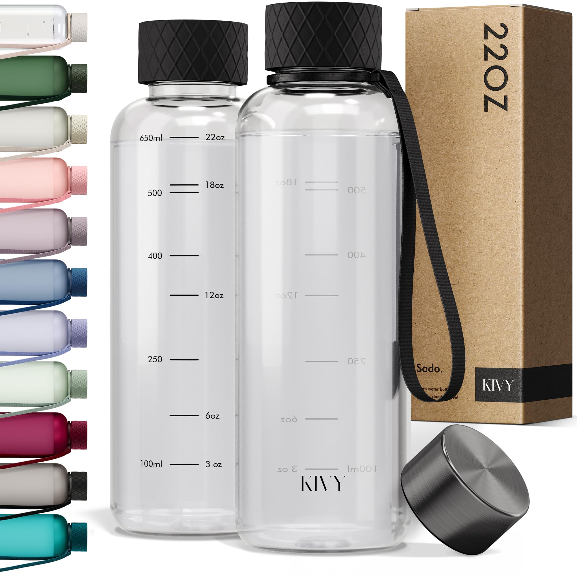 KIVY Slim Water Bottle 32oz [Lightweight & Shatterproof] Fits Backpack & Cupholder for Travel, Sports, School, Gym - Dark green water bottle no straw - Gym water bottle screw top - Dishwasher Safe