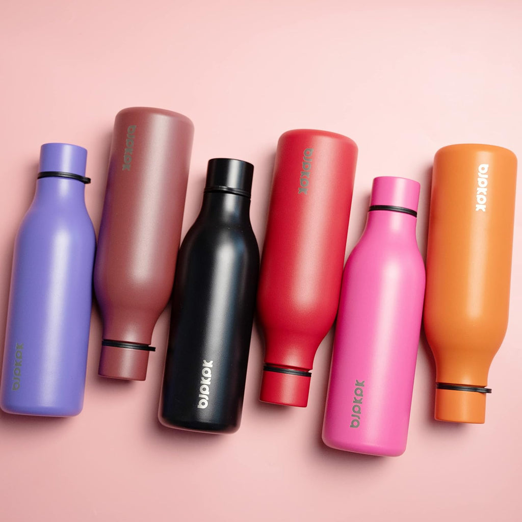 BJPKPK Insulated Water Bottles, 18 oz Stainless Steel Metal Water Bottle with Strap, BPA Free Leak Proof Jugs, Mugs, Flasks, Reusable Thermal Flasks for Sports & Travel, Black