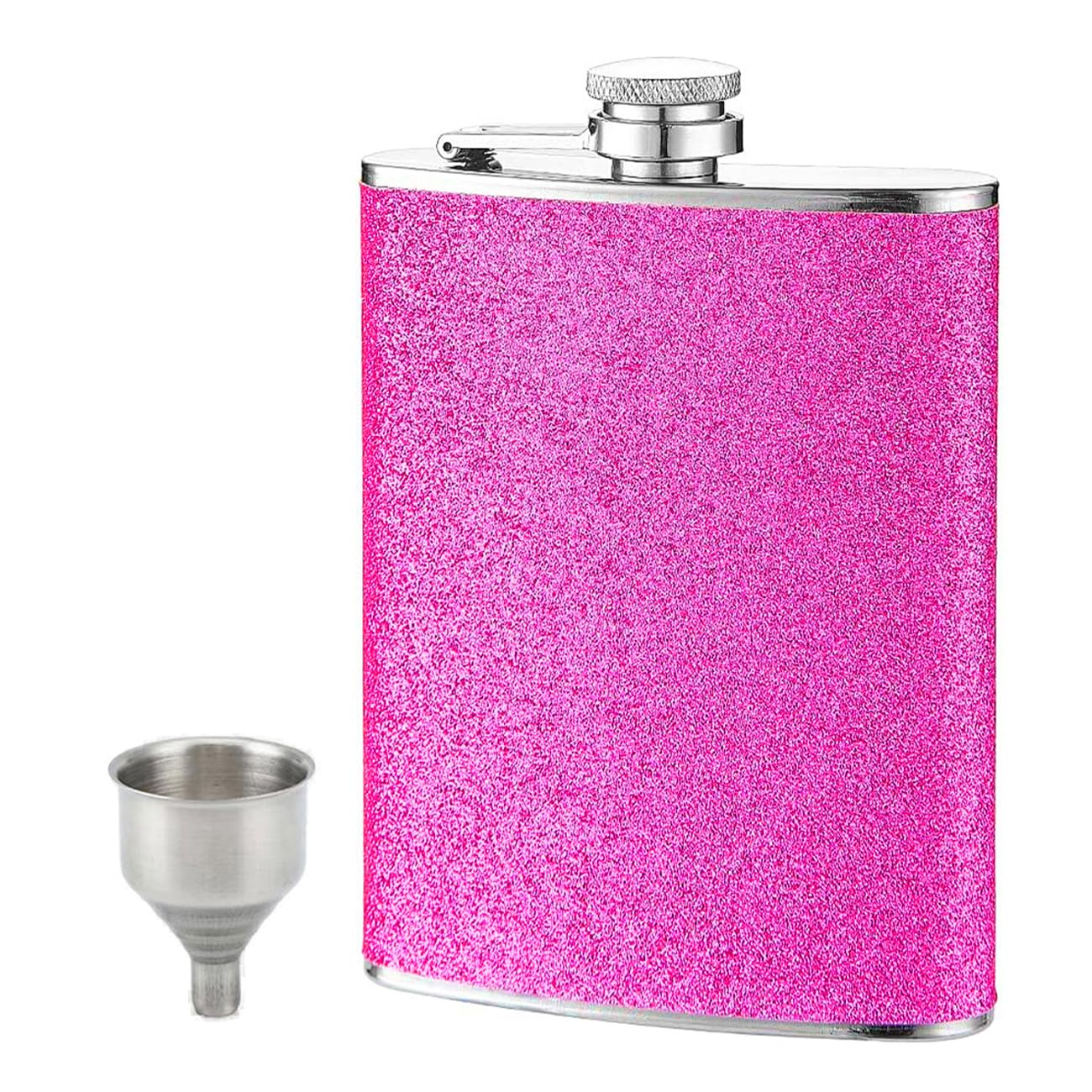 Golden Hip Flask 8oz for Men/Women,Personalized Hip Flask with Funnel, Portable Whiskey Flask Leak Proof Pocket Hips Flask for Climbing Camping Barbecue Bar Party Drinker