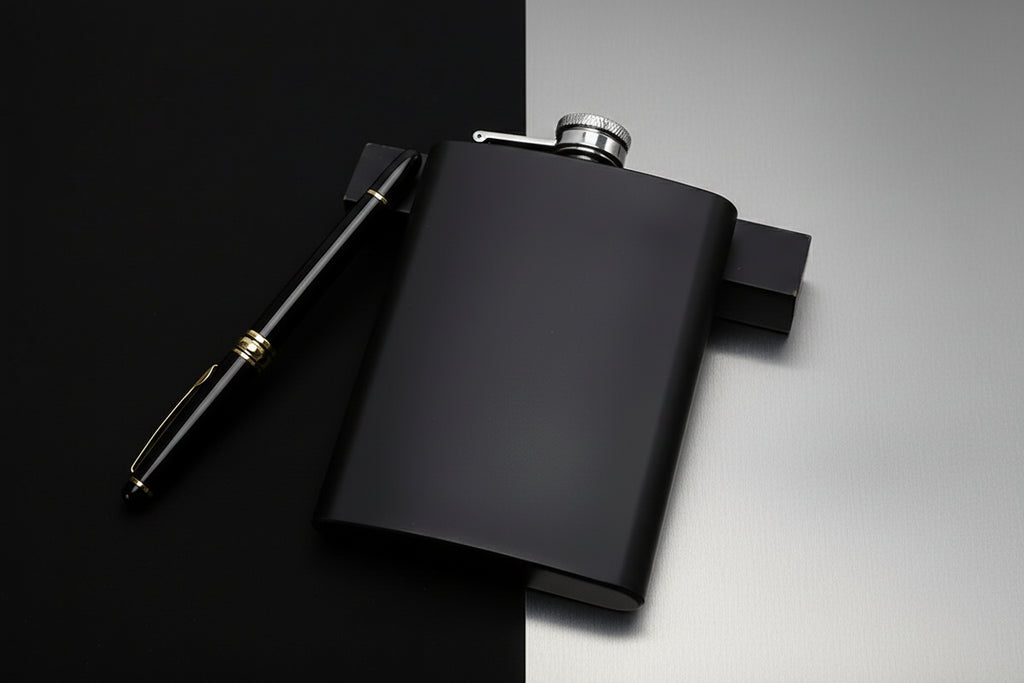 355 ml lommelærke i rustfritt stål