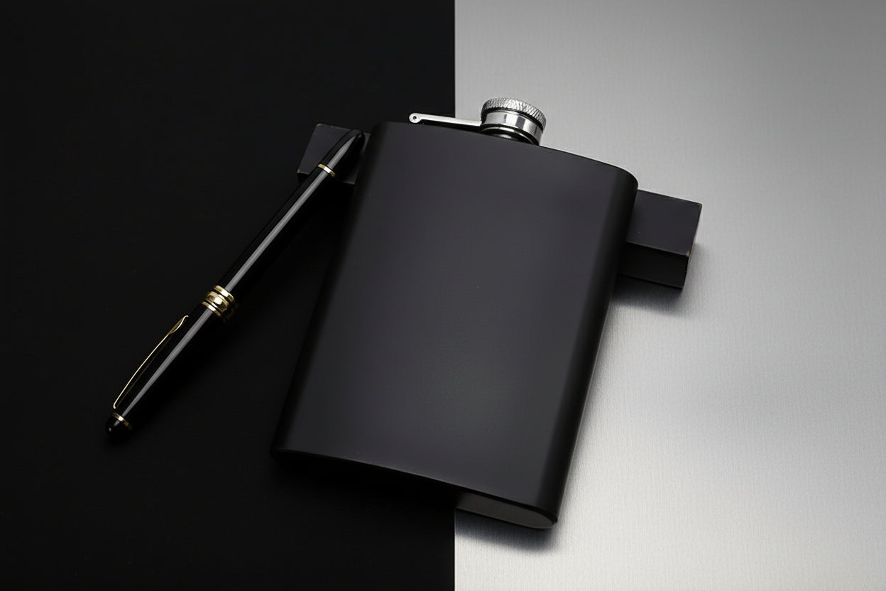 355 ml lommelærke i rustfritt stål