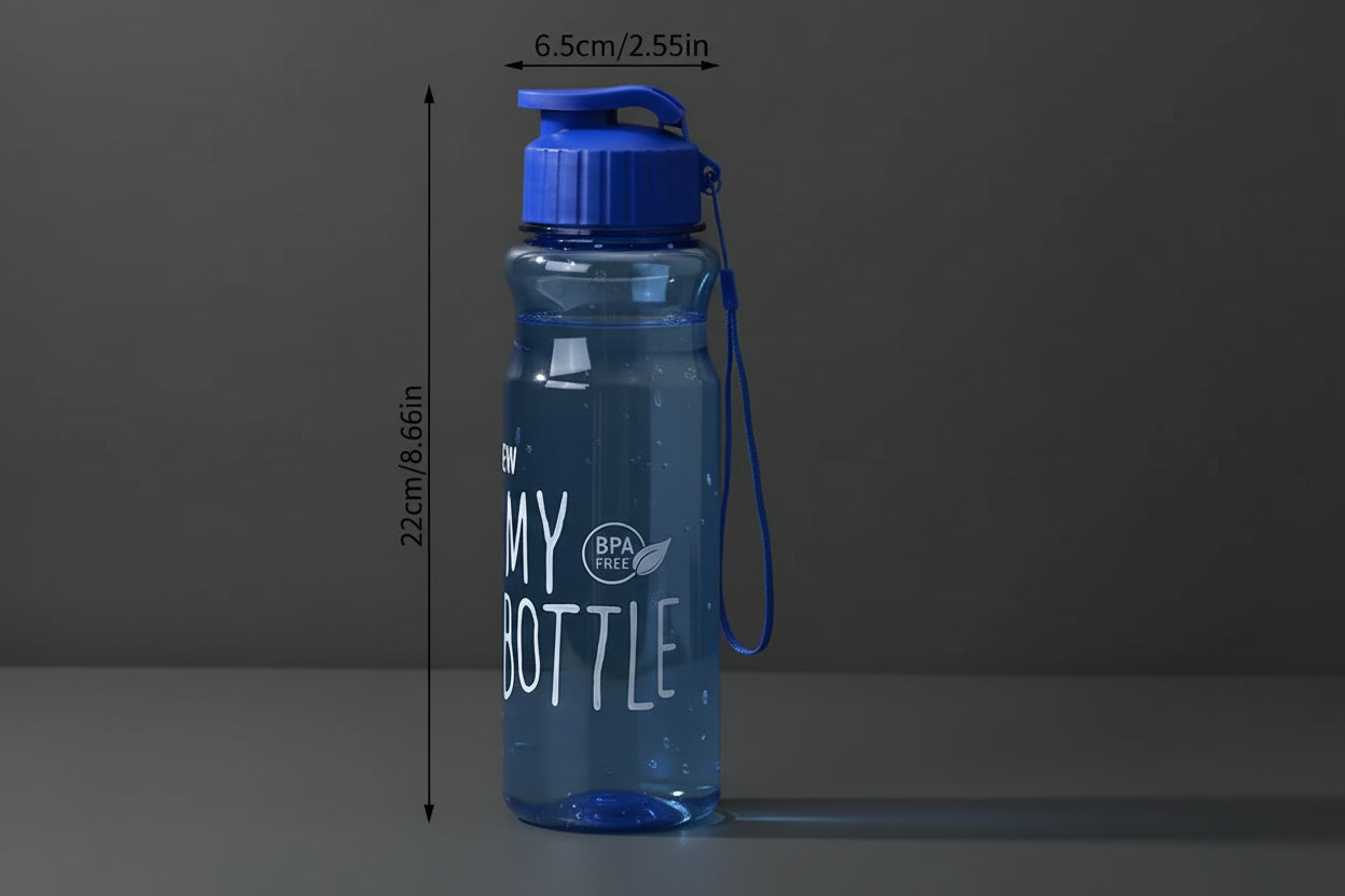 550 ml plast vannflaske – bærbar sportsflaske med flip-lokk og bærestropp