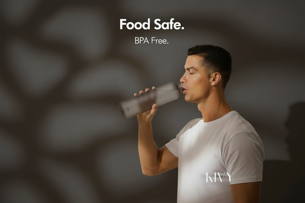 KIVY Slim Vannflaske 950 ml – Lett, Slitesterk, Skrukork – Gym, Sport & Skole